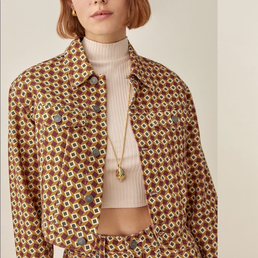 NWT Reformation Cora Shrunken Denim Jacket